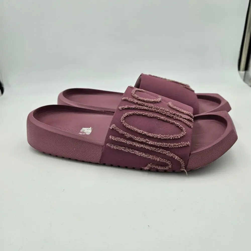 Nike Air Jordan Nola Slide Slides Womens Size 9 Light Mulberry Purple Terry Logo